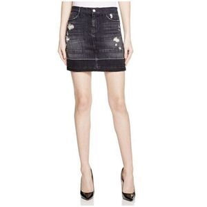 J Brand Black Denim Mini Skirt “Leila” Distressed Jeans Y2K Size 25 NWOT